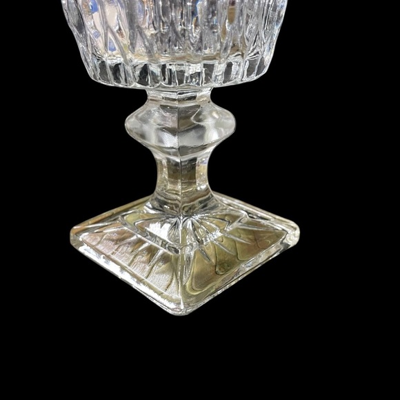 4 Pcs - Indiana Glass Wine Glasses Mt. Vernon Clear Pattern W/Square Base - Picture 8 of 14